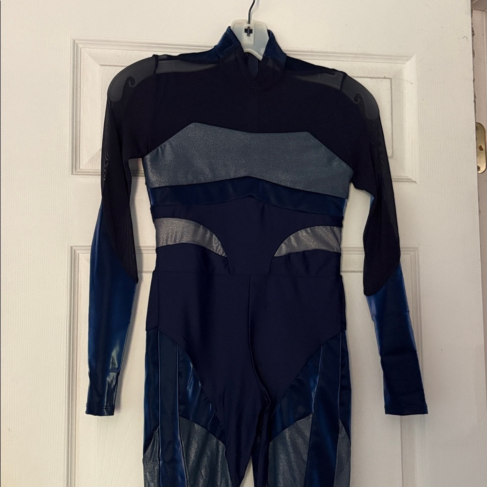 Navy spandex Long Sleeve Jumpsuit